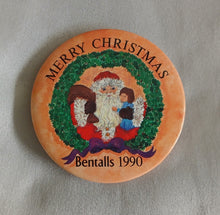 Load image into Gallery viewer, Vintage Bentalls 1990 Merry Christmas Santa Pin Badge 5.5cm Collectible
