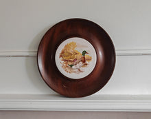 Load image into Gallery viewer, Vintage Mallard Duck Ceramic Wall Plaque , Framed in Solid Wood , 29.5cm Round , Rustic Country Wall
