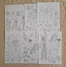Load image into Gallery viewer, Vintage Hot Iron Embroidery Transfer Patterns Print Sheet Clowns and Carnival
