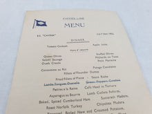 Load image into Gallery viewer, Vintage Fyffe Line Cavina Sailing Ship Dinner Menu.  July 30th 1953, Collectable Ephemera Memorabili

