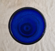 Load image into Gallery viewer, Handblown Tall art glass vase, bud vase, or tall blue flute, in cobalt or royal blue and tiny bubble
