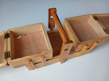 Load image into Gallery viewer, Vintage Wooden Cantilever Sewing Box Craft Storage Box Fold-Out Handle 28cm
