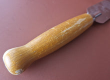 Load image into Gallery viewer, Vintage 1960s Chrome Plated Palette Spatula / Spreader with Shabby Yellow Painted Wooden Handle
