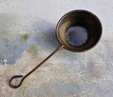 Load image into Gallery viewer, Vintage metal strainer, Old rustic metal hand motor oil strainer
