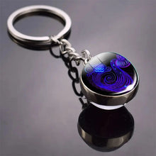 Load image into Gallery viewer, 12 Constellation Key Chain Luminous Double Sided Glass Ball Pendant 12 Zodiac Key Chain Fashion Birthday Gift for Men and Women
