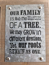 Load image into Gallery viewer, Shudehill Giftware Wooden Photo Frame with Quote On Metal Our Family Memories
