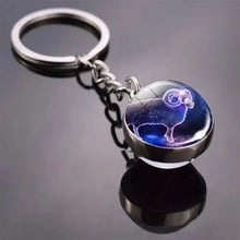 Load image into Gallery viewer, 12 Constellation Key Chain Luminous Double Sided Glass Ball Pendant 12 Zodiac Key Chain Fashion Birthday Gift for Men and Women
