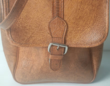 Load image into Gallery viewer, Vintage 1970s Brown Faux Leather Satchel Shoulder Bag Briefcase Retro Unisex
