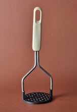 Load image into Gallery viewer, Vintage White Plastic Handle Potato Masher Retro Kitchenalia
