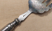 Load image into Gallery viewer, Antique Silver Plated Serving Fork – Ornate Victorian Style – Rd 105572 – 24cm Long x 5.5cm Wide
