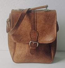 Load image into Gallery viewer, Vintage 1970s Brown Faux Leather Satchel Shoulder Bag Briefcase Retro Unisex
