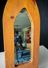 Load image into Gallery viewer, Rustic Gothic-Style Wooden Wall Mirror with Metal Candle Holder – 75cm Tall
