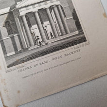 Load image into Gallery viewer, Vintage Book Plate Print Engraving 19th century engraving titled Chapel of ease West Hackney Drawn B
