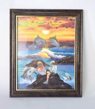 Load image into Gallery viewer, Dufex Foil Print Picture Frame Sea Life Theme: Dolphin, Boy &amp; Girl On Rock
