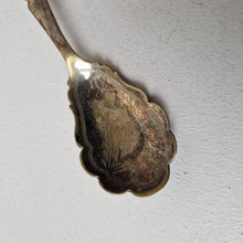 Load image into Gallery viewer, Antique EPNS Silver Plated Spoon with Horn Handle shallow bowl with scalloped shoulders 18cm long
