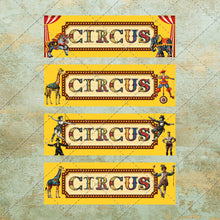 Load image into Gallery viewer, Vintage Circus Carnival Junk Journal Kit Image 30 fussy cut images clipart digital download printable scrapbook cut outs DIY Stickers Retro
