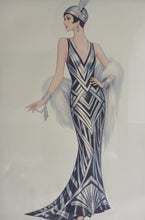 Load image into Gallery viewer, Framed Art Deco Lady Fashion Print Vintage Style Wall Art Picture 35.5 x 27cm
