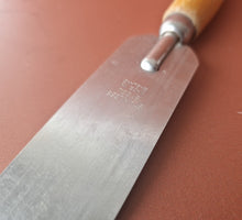 Load image into Gallery viewer, Vintage 1960s Chrome Plated Palette Spatula / Spreader with Shabby Yellow Painted Wooden Handle
