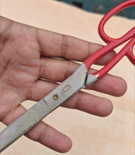 Load image into Gallery viewer, Vintage Sheffield England Tailor Scissors – Red Handle – 20.5cm – Industrial Fabric Cutting Shears
