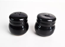 Load image into Gallery viewer, Black Ceramic Salt &amp; Pepper Shaker Floral / Flower Design
