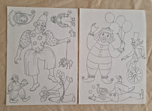 Load image into Gallery viewer, Vintage Hot Iron Embroidery Transfer Patterns Print Sheet Clowns and Carnival

