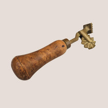 Load image into Gallery viewer, Brass Pastry Crimper Cutter Tool with Diamond Shaped Marker Wooden Handle RARE

