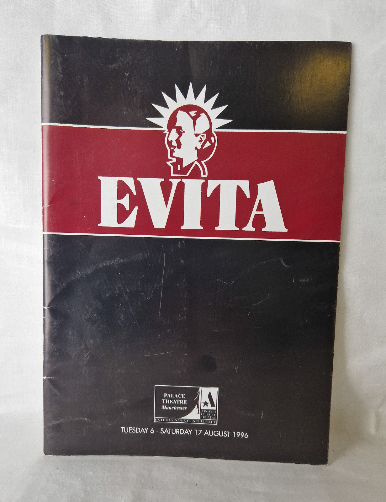 EVITA  programme from Palace Theatre Manchester Tues 6th Aug - Sat 17th Aug 1996