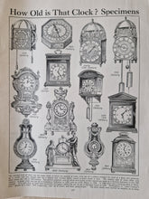Load image into Gallery viewer, Vintage Drawing Image Book Plate Old Clocks Image Illustrations How Old is That Clock? Specimens Old
