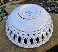 Load image into Gallery viewer, Beautiful porcelain pierced chintzy dish made by past times 1980s , Lattice Bowl - Beautiful Colours
