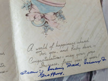 Load image into Gallery viewer, Vintage Newborn Baby Used Greeting Card, Pink &amp; Blue Floral Theme
