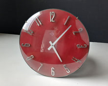 Load image into Gallery viewer, Vintage Retro Red Wall Clock Premier Quartz Space Age Style 31cm Tested
