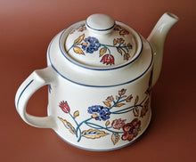 Load image into Gallery viewer, Vintage Retro 1980 Boots Camargue 2 Pint Ceramic Tea Pot , Floral Foliage Transfer Pattern Eng
