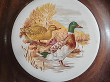 Load image into Gallery viewer, Vintage Mallard Duck Ceramic Wall Plaque , Framed in Solid Wood , 29.5cm Round , Rustic Country Wall
