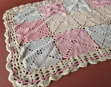Load image into Gallery viewer, Rare Crochet Doily Ornamental Table Place Mat , Pink Yellow and Grey Colour
