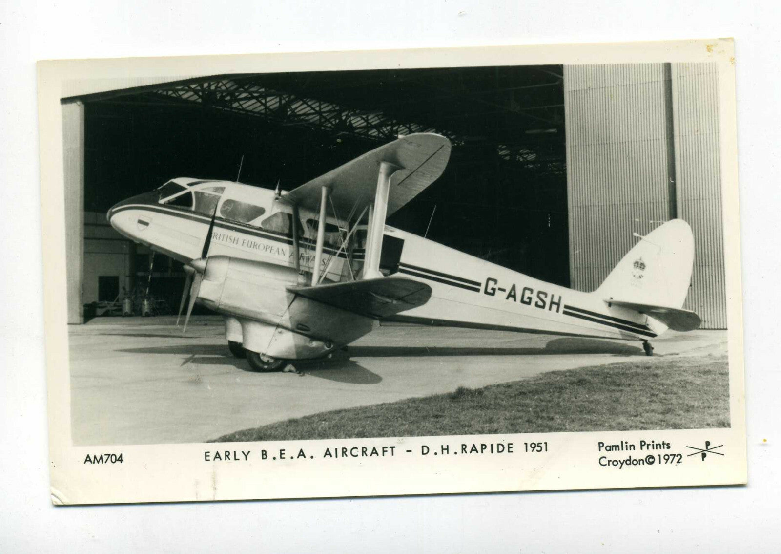 Vintage Aviation Postcard: AM705 B.E.A. Aircraft - D.H.Rapid 1951