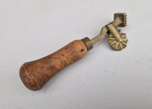 Load image into Gallery viewer, Brass Pastry Crimper Cutter Tool with Diamond Shaped Marker Wooden Handle RARE
