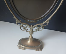 Load image into Gallery viewer, Vintage Brass Style Oval Vanity Mirror Ornate Swivel Dressing Table 50cm
