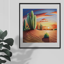 Load image into Gallery viewer, Watercolour art graphics images, A desert theme, featuring cacti, sand dunes &amp; beautiful sunset Instant Digital Download, Quality jpeg Image
