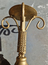 Load image into Gallery viewer, Pair Gold Tone Heavy Metal Candlestick Candle Holders
