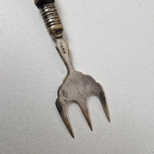 Load image into Gallery viewer, Antique Serving Fork, Cold Meats, Meat Fork, Bread Fork, Antler Handle, Silver Plate, Elegant Flatwa
