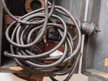 Load image into Gallery viewer, Vintage Electrician's Wooden Tool Chest with Original Leather Strap
