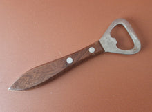 Load image into Gallery viewer, Vintage Bottle Opener Retro Wooden Handle 1970 , Bar ware Kitchenalia , Made In Japan, Stainle
