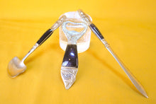 Load image into Gallery viewer, 3 Piece Set - Vintage Siam / Thailand Nickel Brass Letter Opener / Can Opener &amp; Wax Melting Spoon wi
