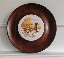 Load image into Gallery viewer, Vintage Mallard Duck Ceramic Wall Plaque , Framed in Solid Wood , 29.5cm Round , Rustic Country Wall
