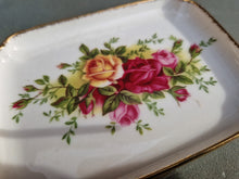 Load image into Gallery viewer, Vintage Royal Doulton Visitor Centre Rectangular Dish Tray , Rose Flower Design Ring Jewellery Tray
