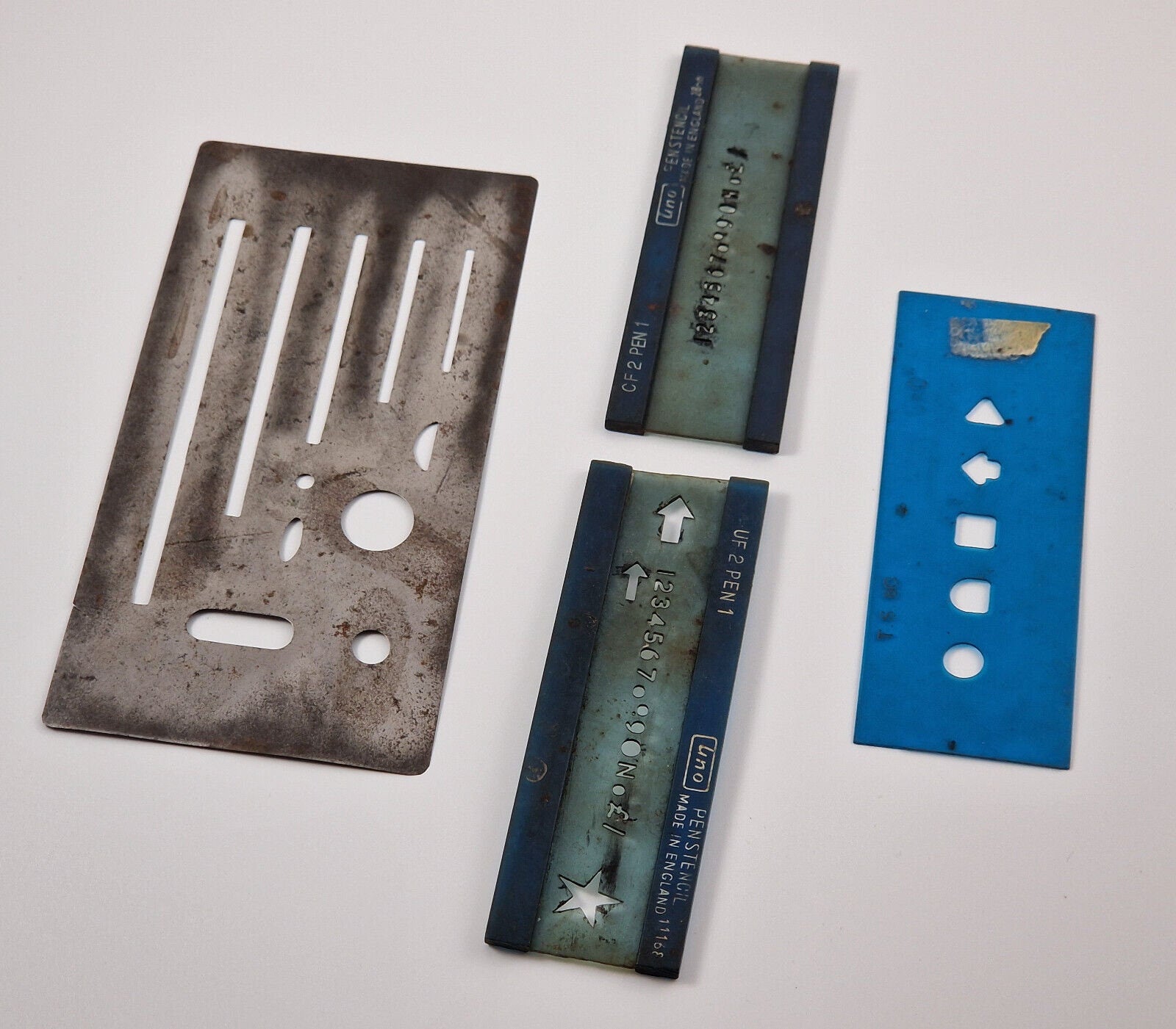 Collection of Vintage Draughting Stencils including 2 Uno Penstencils UF 2 PEN1