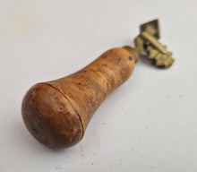 Load image into Gallery viewer, Brass Pastry Crimper Cutter Tool with Diamond Shaped Marker Wooden Handle RARE

