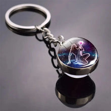 Load image into Gallery viewer, 12 Constellation Key Chain Luminous Double Sided Glass Ball Pendant 12 Zodiac Key Chain Fashion Birthday Gift for Men and Women
