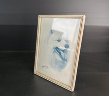 Load image into Gallery viewer, Vintage Robert J. May Framed Dog Print Samoyed Blue Toned Illustration
