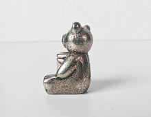 Load image into Gallery viewer, Silver Tone Teddy Bear Holding Present Figurine Ornament Collectible 4cm Gift
